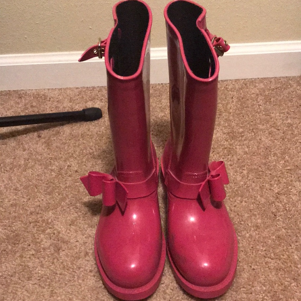 Red Valentino pink bow rainboots